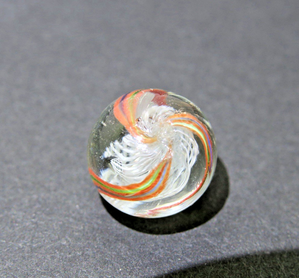 German Handmade Latticino Swirl Marble .56″ Polished High Clarity
