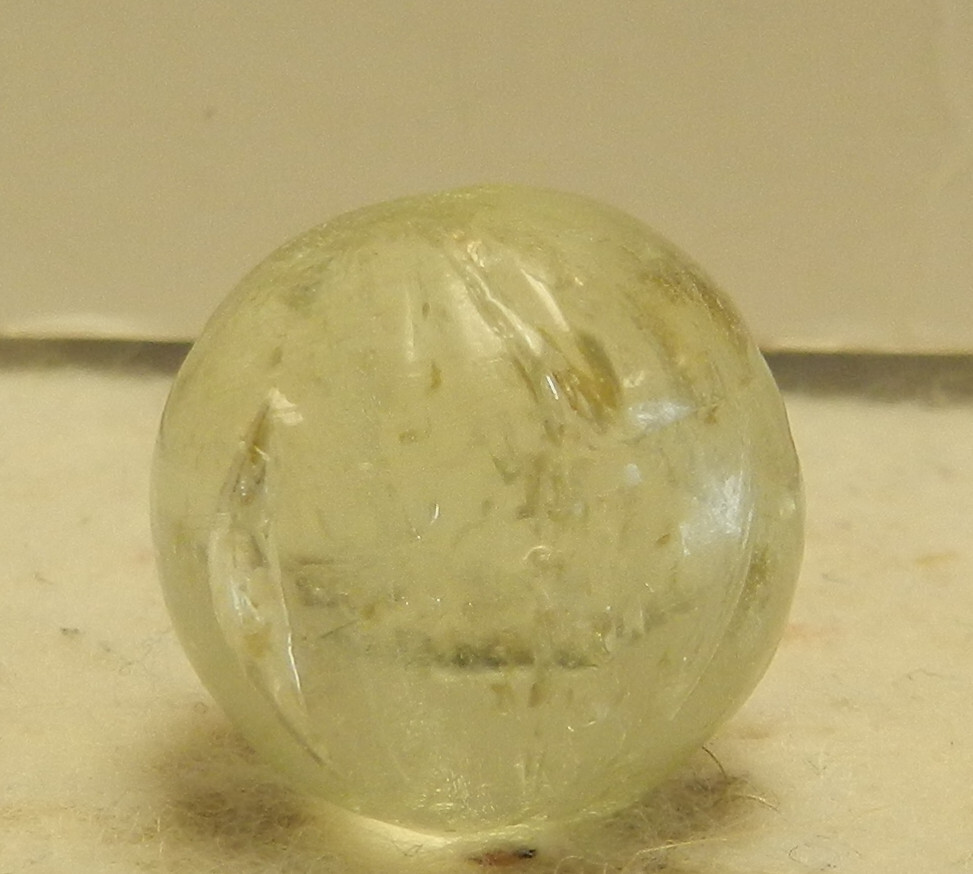 #17798m Vintage German Handmade Clear Glass Mica Marble .70 Inches