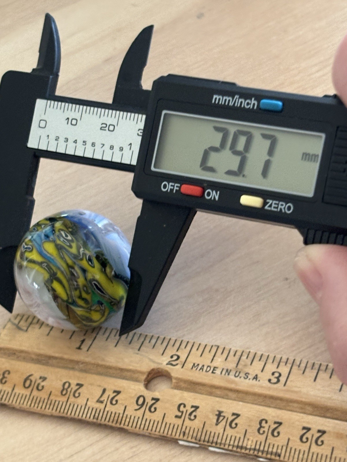handmade art glass marble “Bi Polar Number 772” By Sara Sally LaGrand