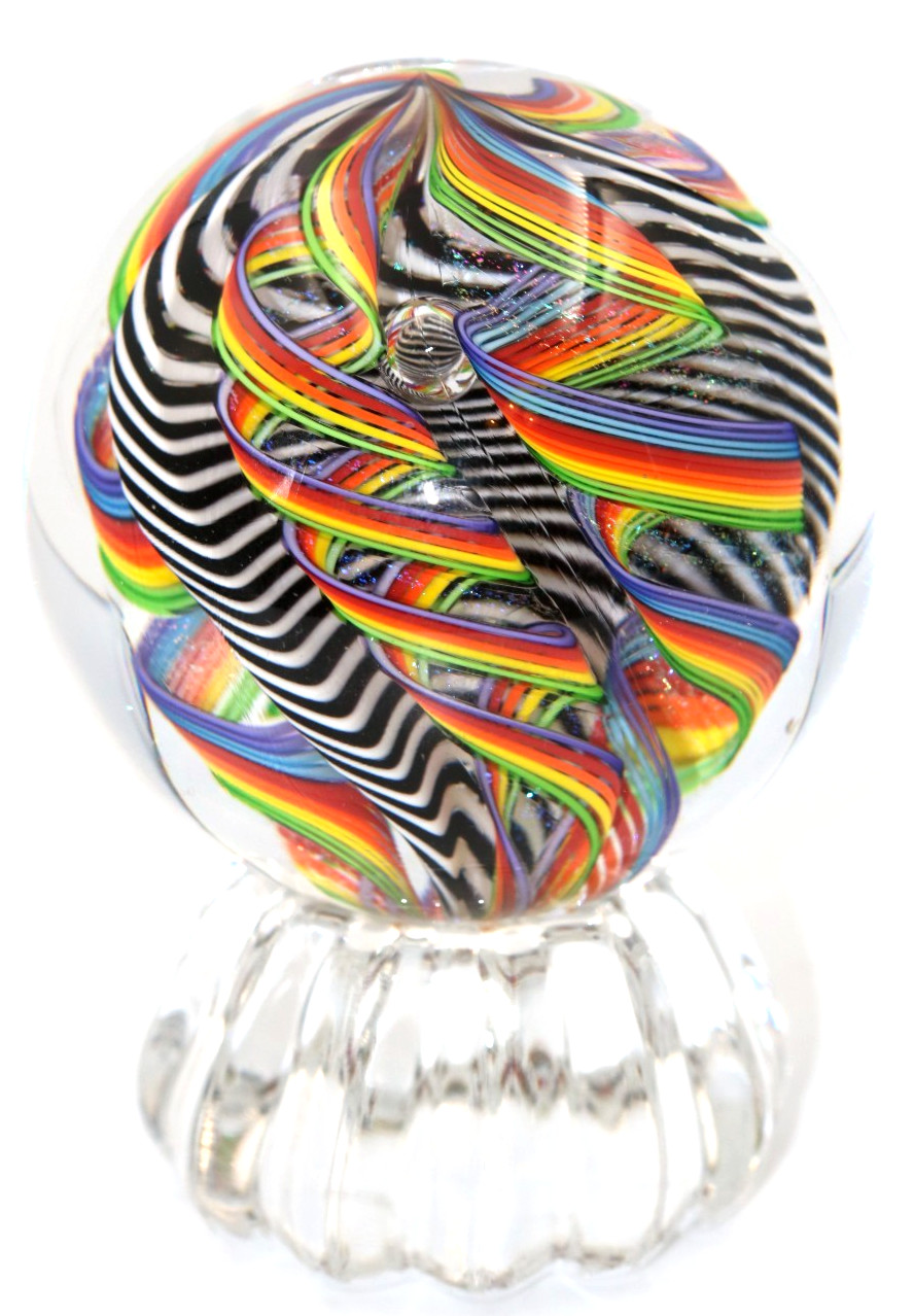 AWESOME Dichroic Cane JAMES ALLOWAY Art Glass SUPERNOVA Sphere Orb Marble 2.7″