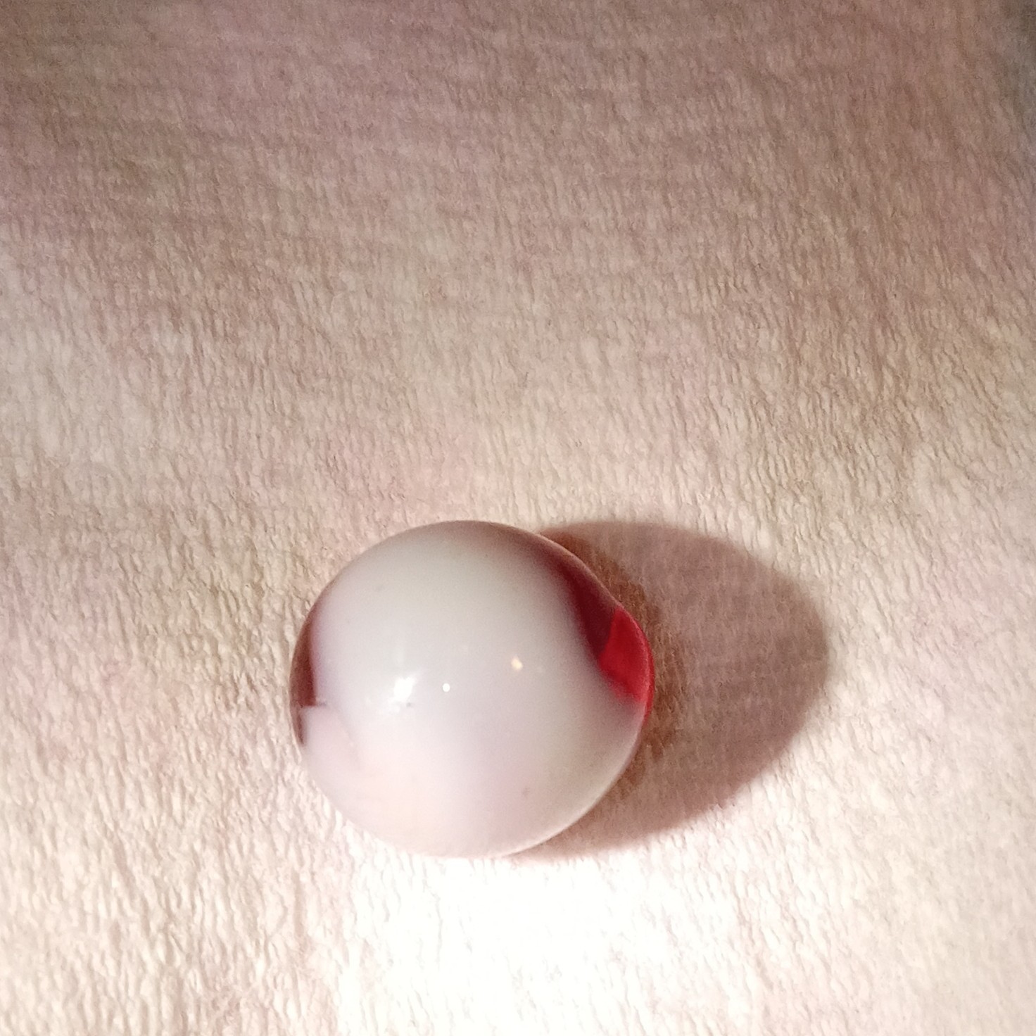 Red & White Swirl Machine Made Glass Toy Marble for Ages 17 Years & Up