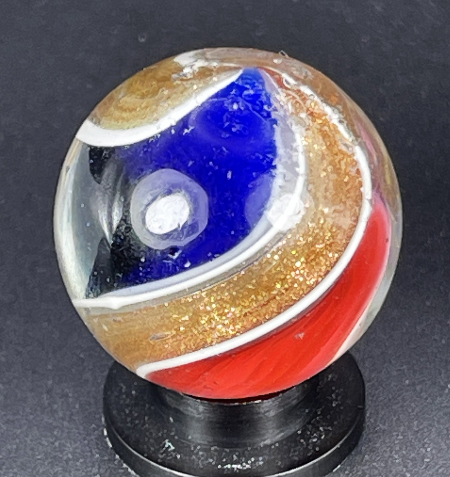 Antique Handmade Ribbon Core Lutz Marble – .787″