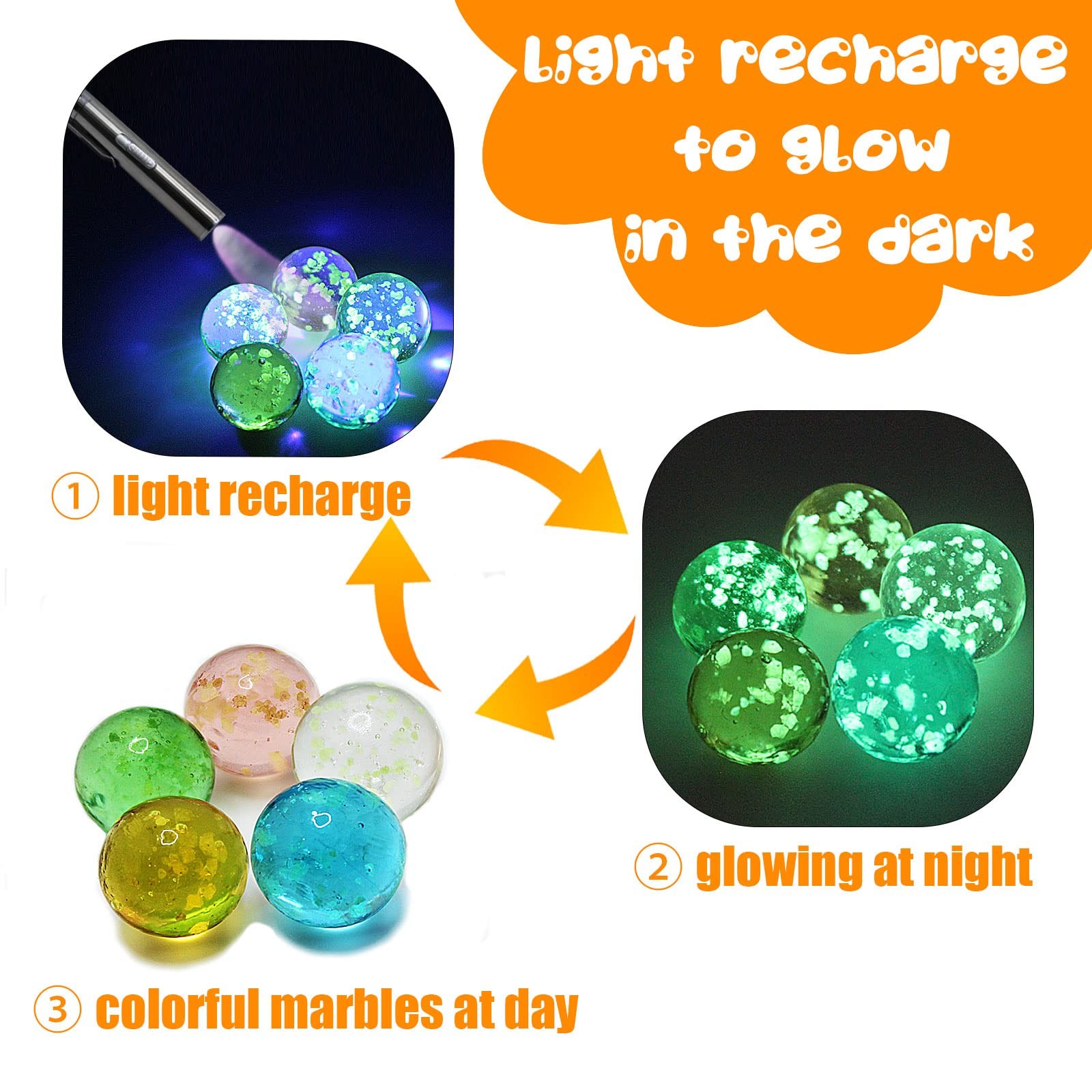 30 PCS Glass Marbles for Kids, 25 Colorful Assorted Marble and 5 Glow in The …