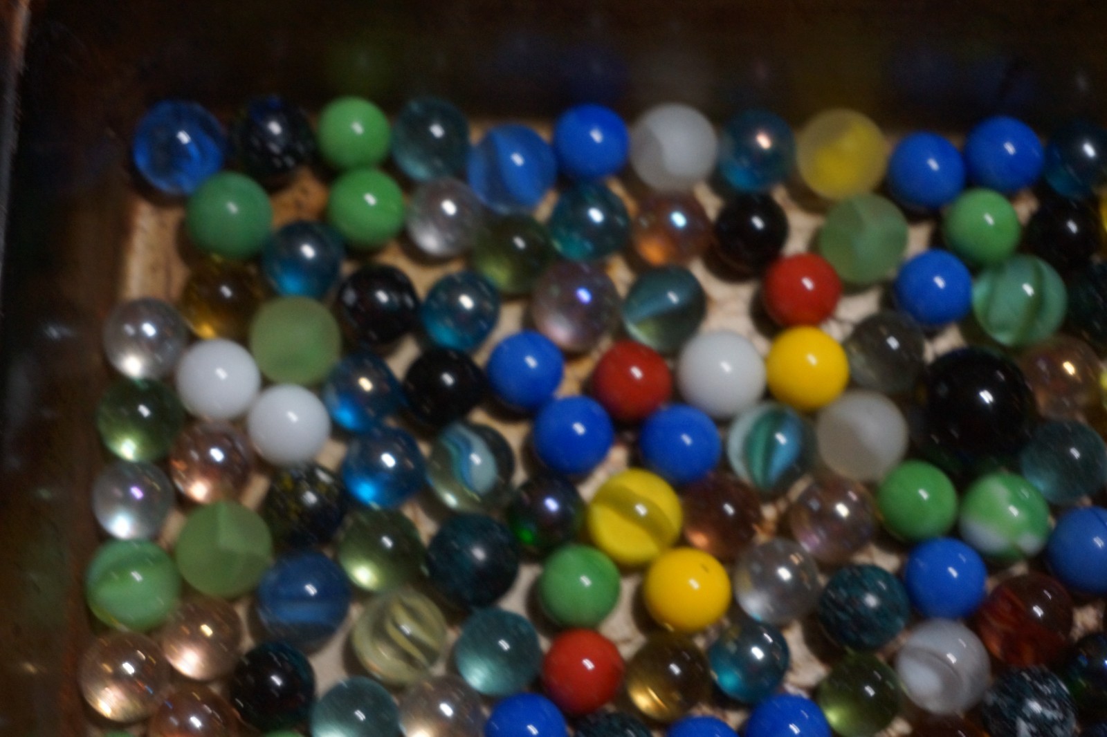 Vintage Marbles in wood box!!!