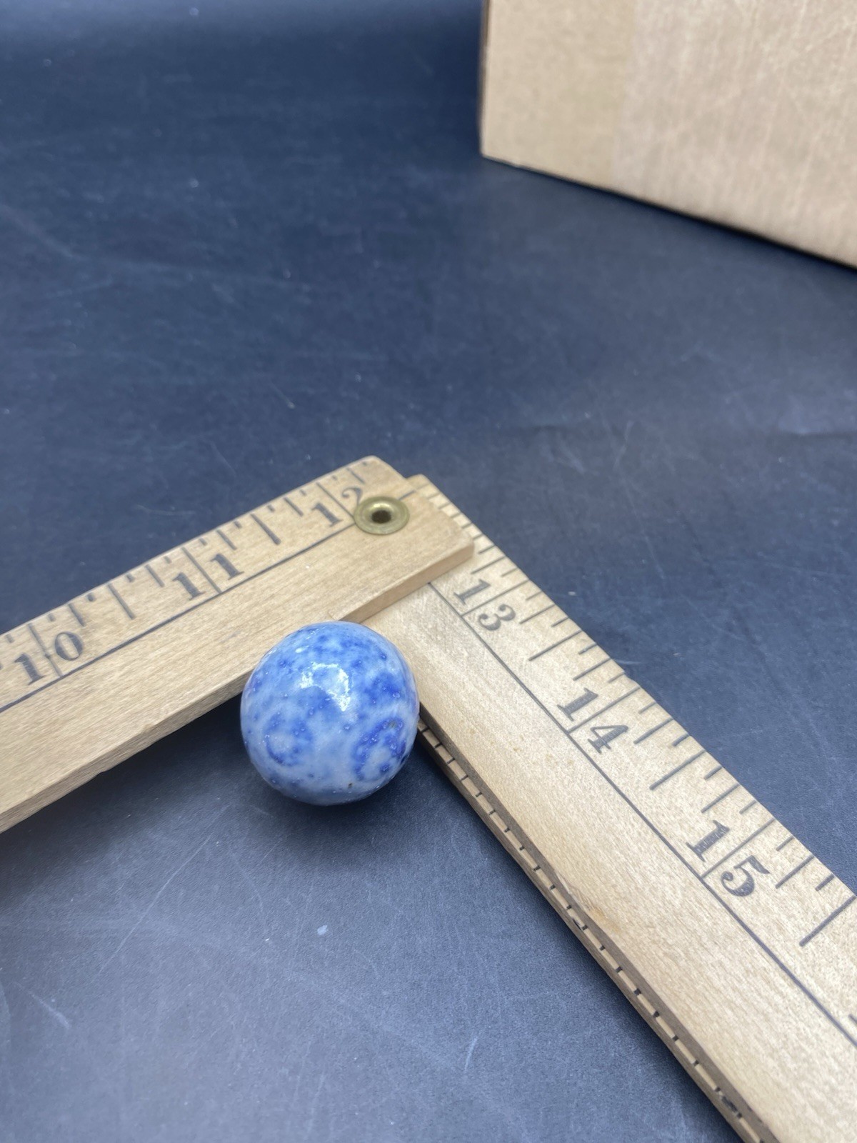 Vintage Large Clay Marble Textured Blue Variation And White 1#