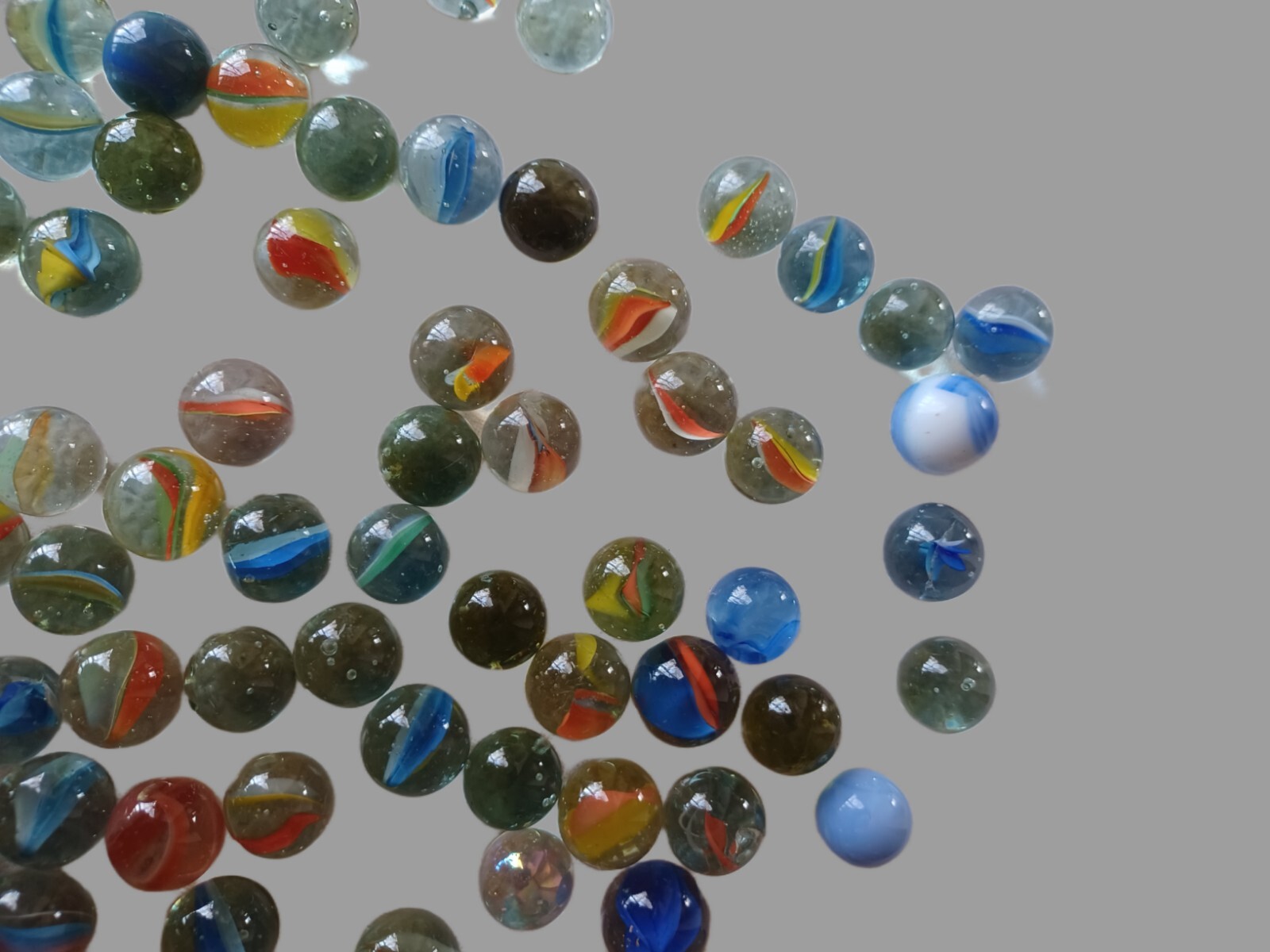 Marbles Lot of 100 +3 big multi-colored swirl