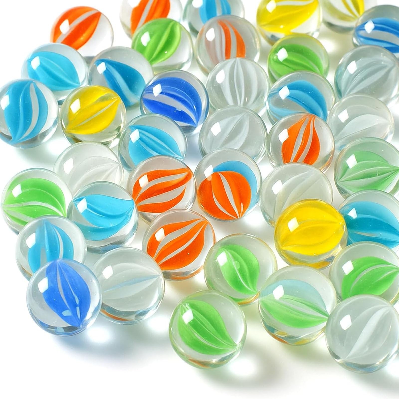 LovesTown 60PCS Glass Marbles Bulk, for Kids Marble Games DIY Medium, Multi