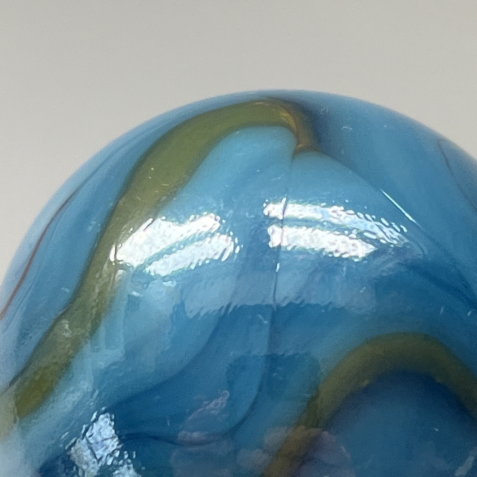 Vintage Large Shooter Marble Opaque Agate Swirl Ribbon Sky Blue Orange Beautiful