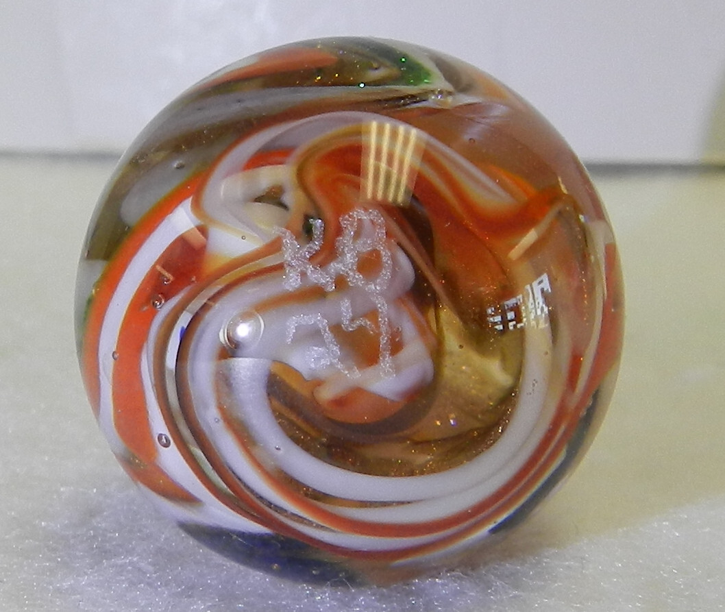 #18970m Nice Keith Baker Handmade Contemporary Marble With Lutz 1.05 Inches