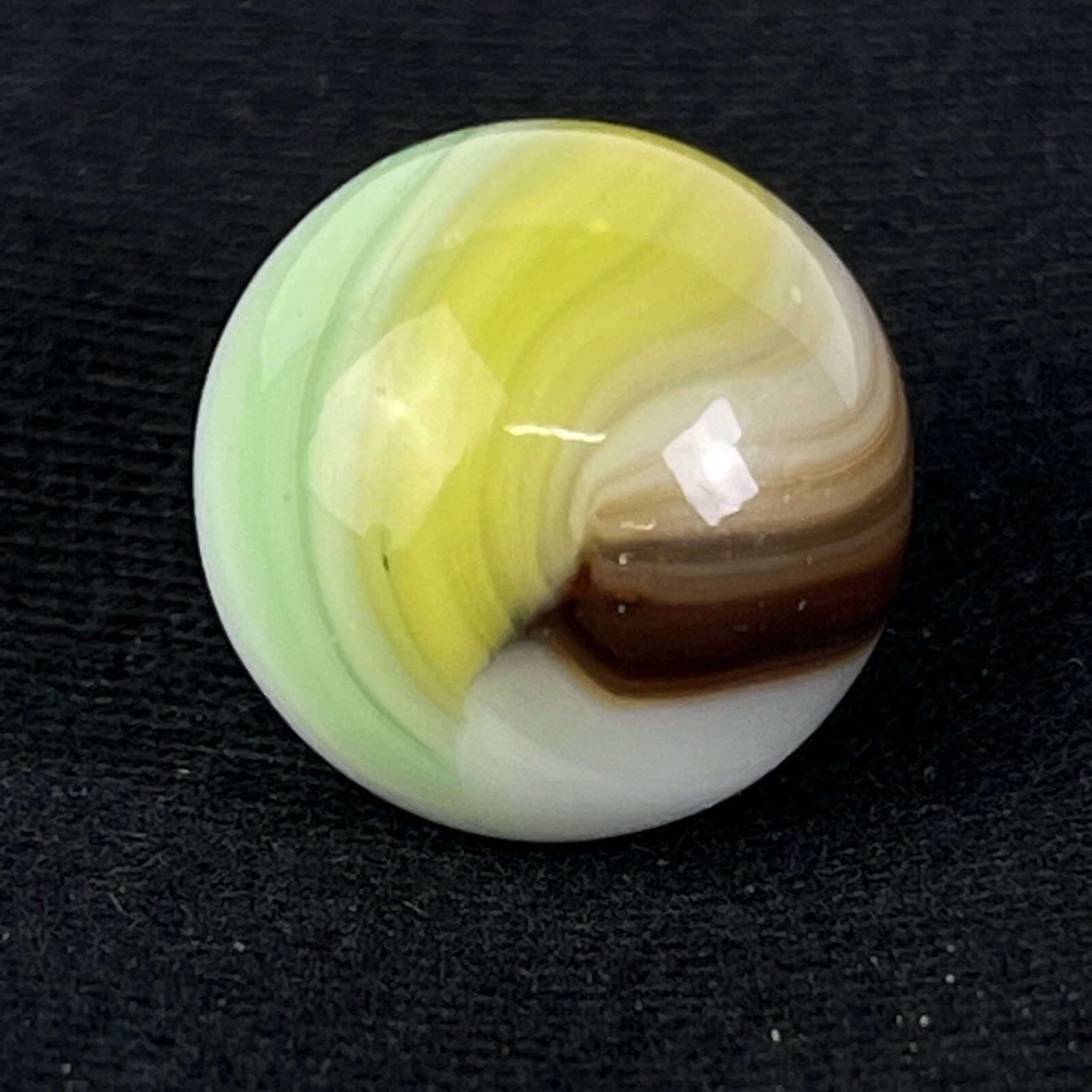 VTG Akro Agate Peltier Art Swirl Glass Marble .62” White Brown Yellow Green