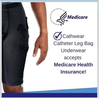 New Cathwear Catheter Leg Bag Underwear Medium, Black