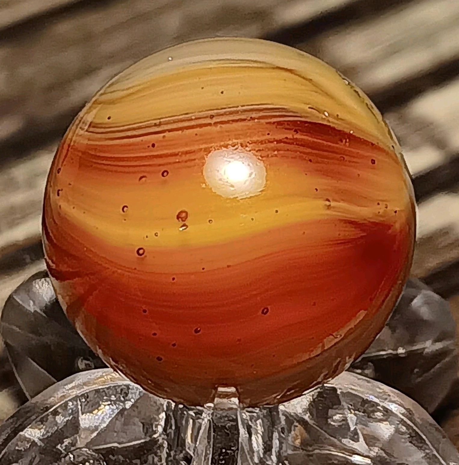 Master Marble / Master Glass Sunburst Marble. .64″ Mint. Nice Color Combo