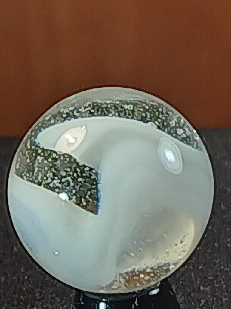 5/8″ Akro Agate Ice White Slag Snake Swirl Near Mint Serious Marble B239
