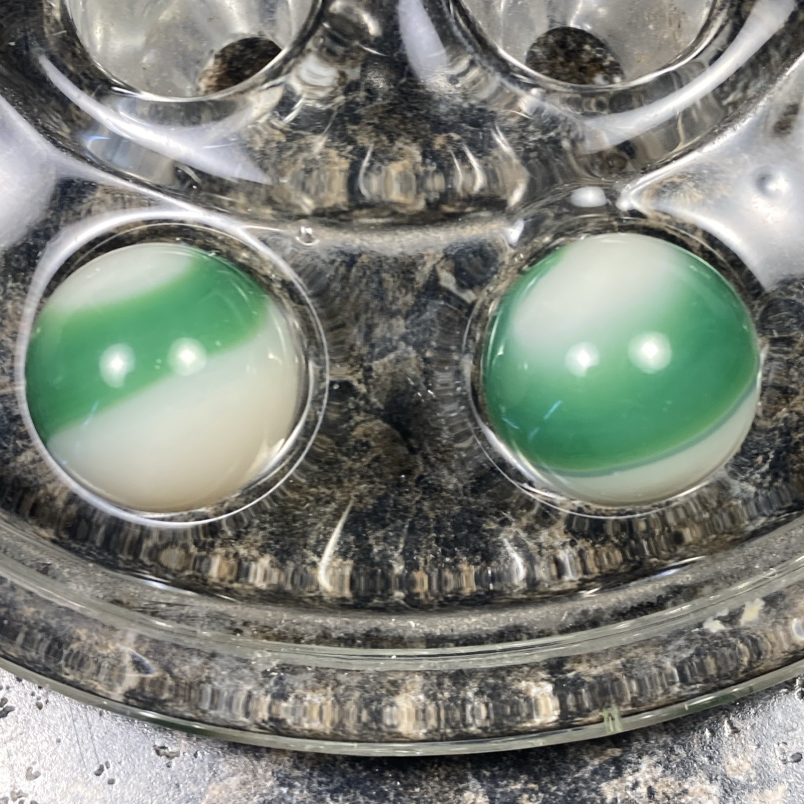 Akro Agate Corkscrew White Green Hot UV! .63” P20