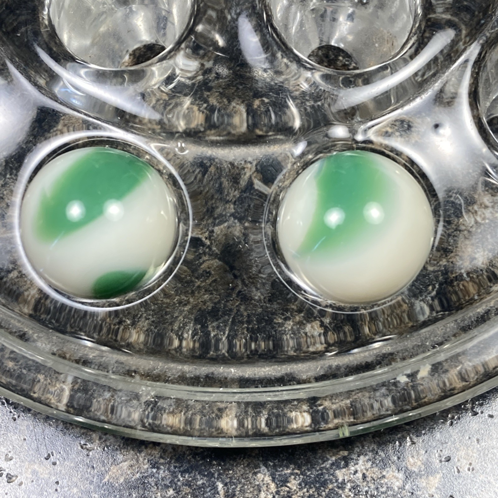 Akro Agate Corkscrew White Green Hot UV! .63” P20