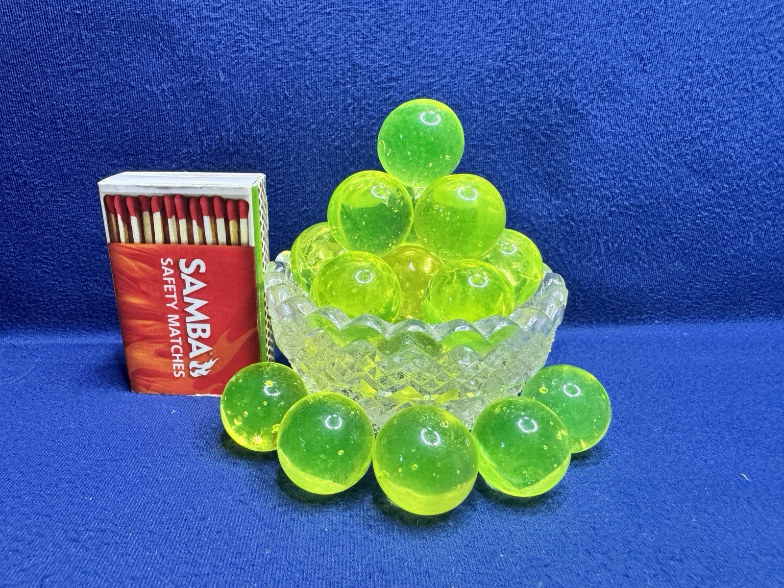 Uranium Glass Vaseline Playing Marble 20mm Glows In UV Hand Made Price For 1