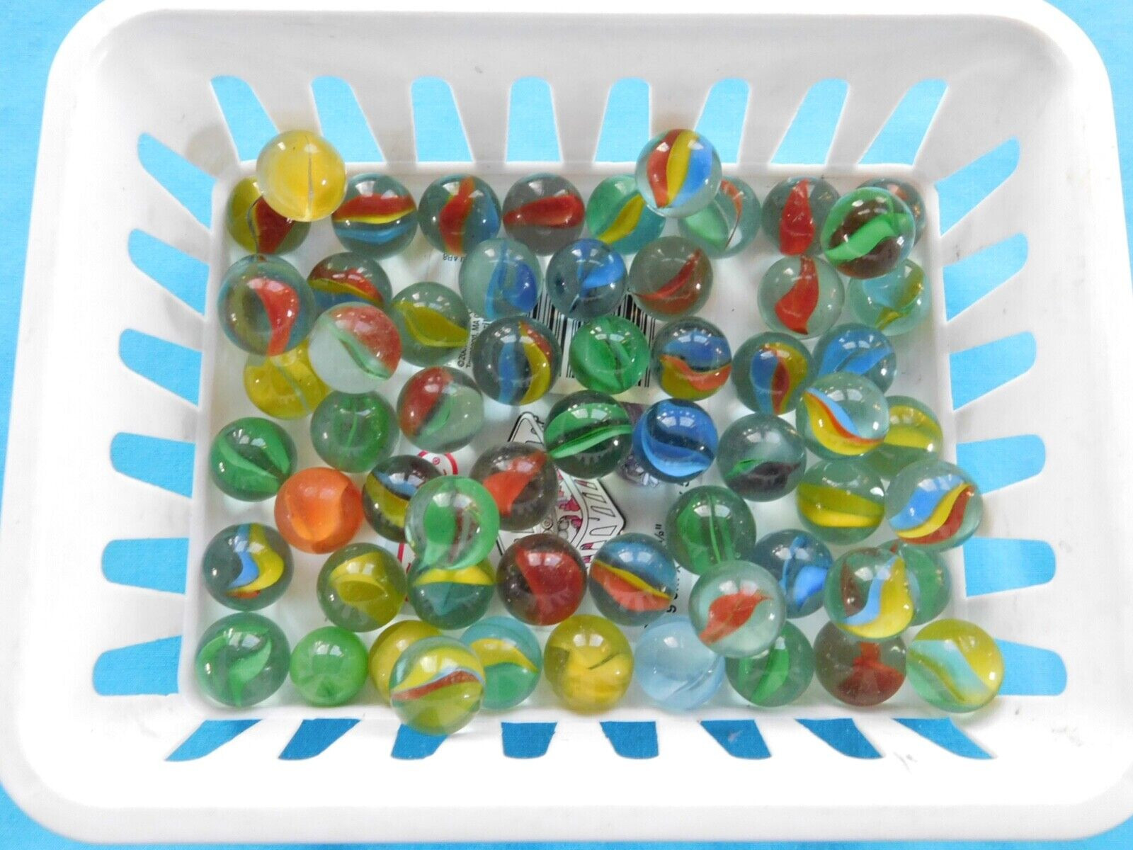 Vintage Glass Cat Eyes Marbles 60 Marbles Random Mix Lot 1940’s And Up