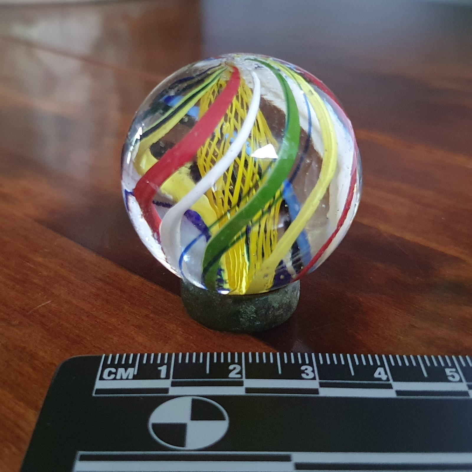 38mm / 1.5” Stunning German Signature Latticino Core Multicolor Swirl Marble