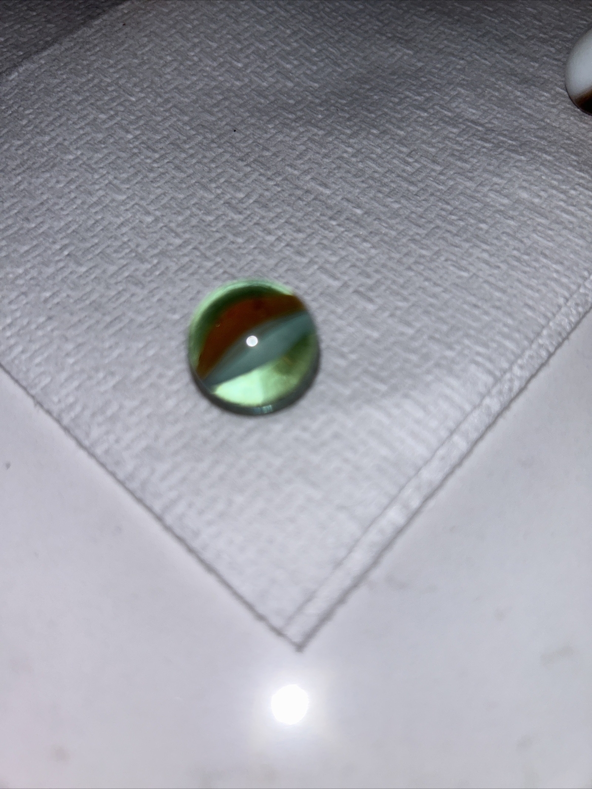 VTG Marble ~ German Ribbon Core~ Red White Blue ~ Green Glass Marble