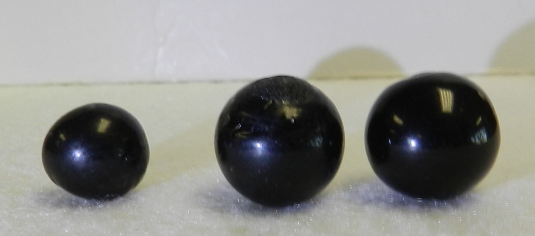 #21038m Vintage Group of 3 Black Ball German Handmade Opaque Ballot Box Marbles