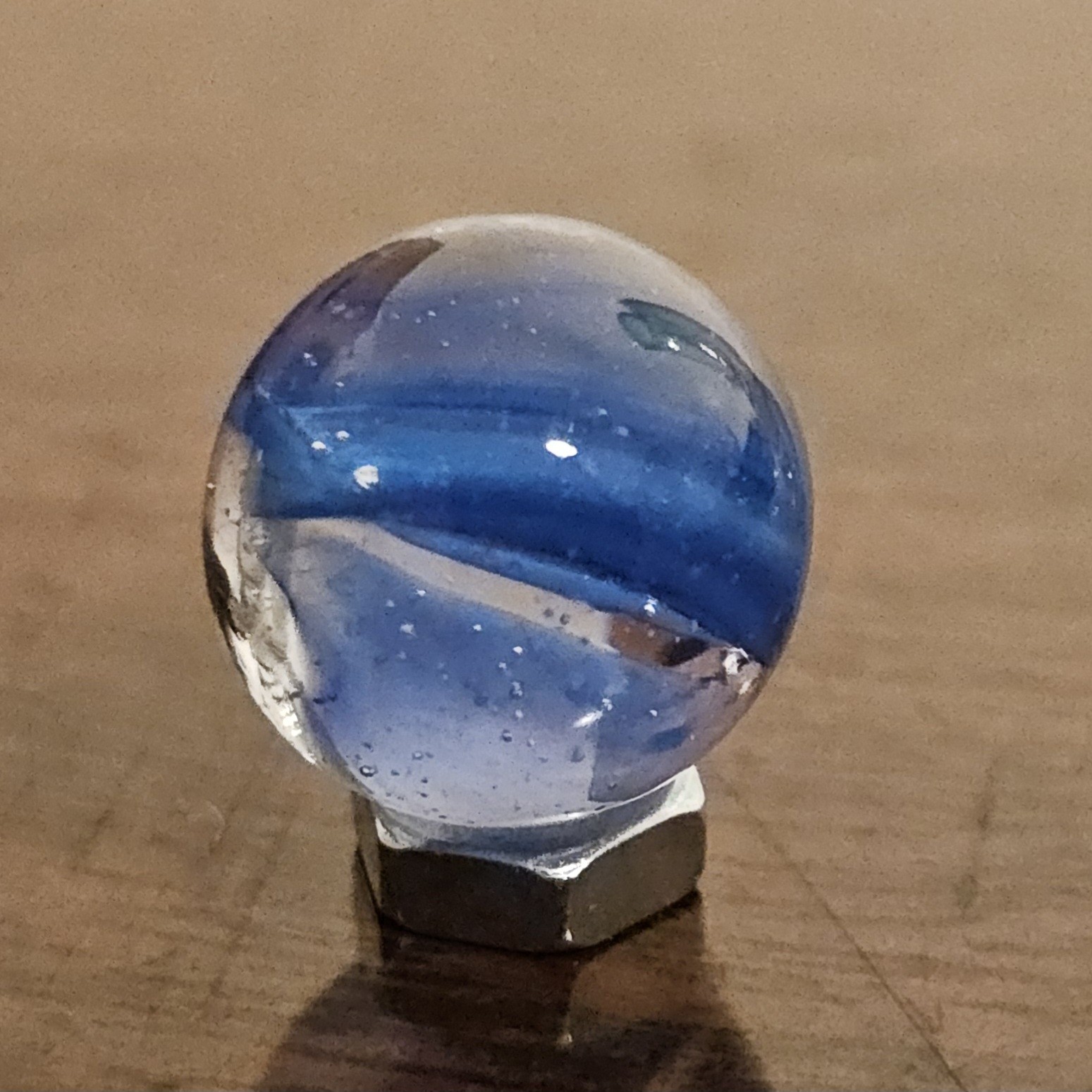 Vintage CE Bogard Blue Floppy 4-Lobe Cats Eye .593″ Glass Marble