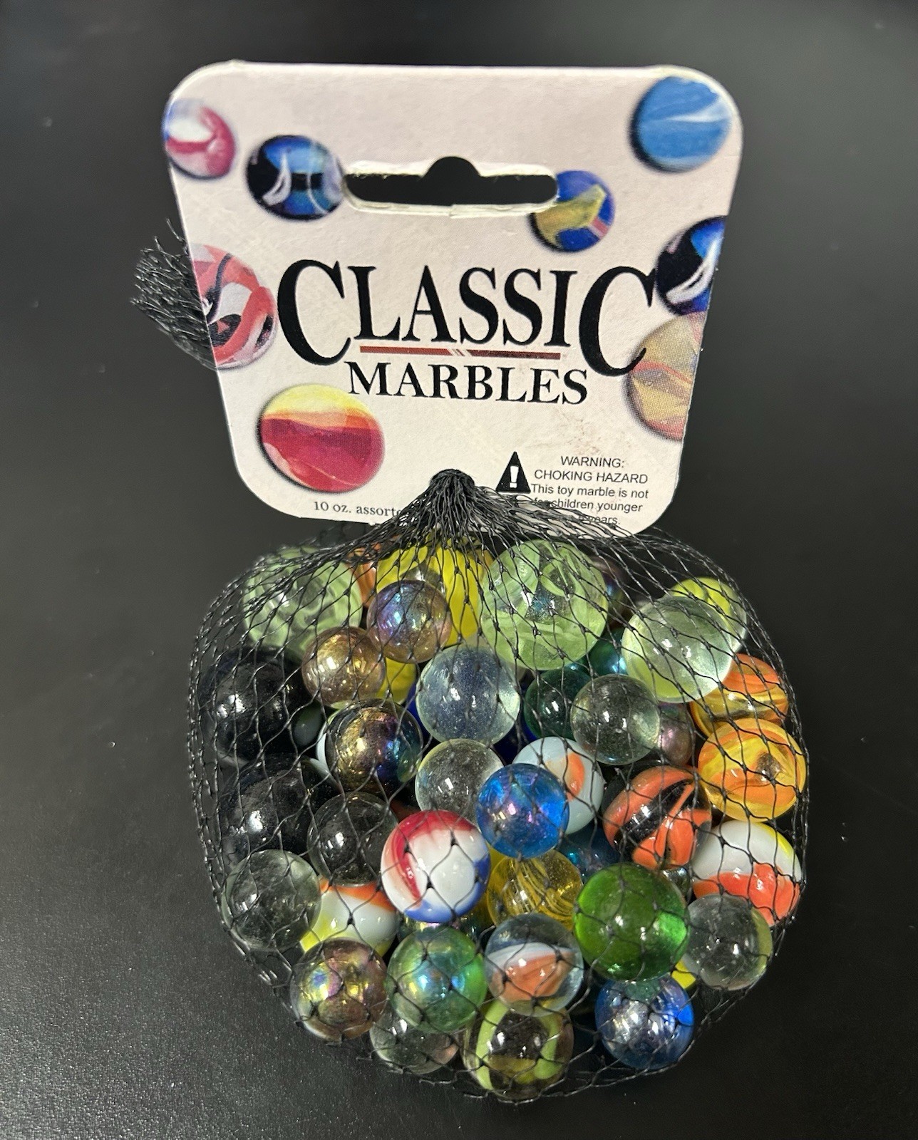 Classic Mega Marbles Net Bag 10oz Assorted Unique Collectible Marbles M3#7