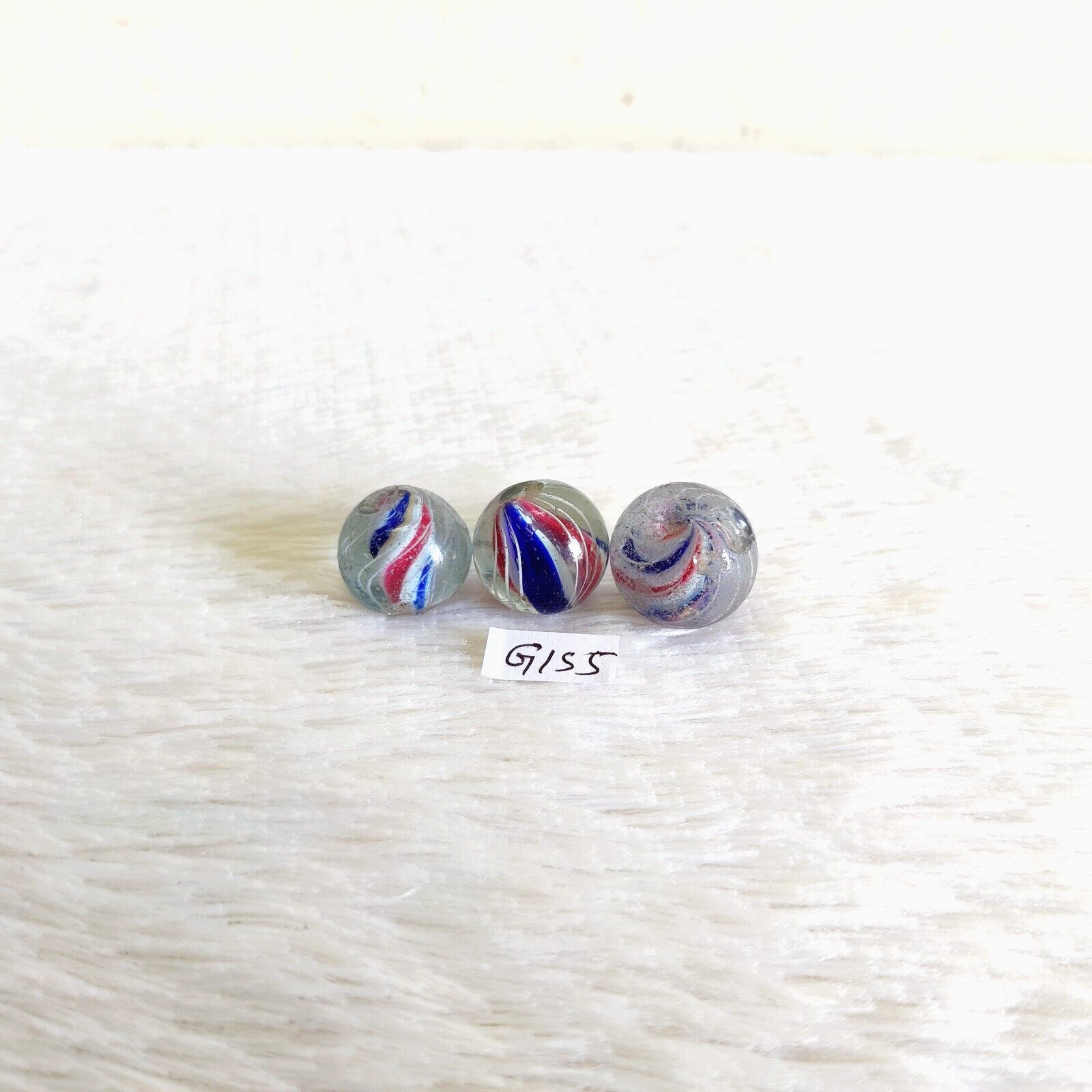 Vintage Original Handmade Solid Core Swirl Glass Marble Germany 3 Pcs G155