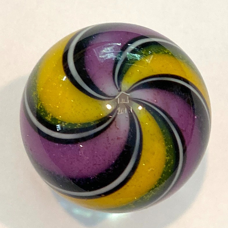 Hot House Glass Marble. 1.44 inch collectible 2011 dichroic swirl! Mint.
