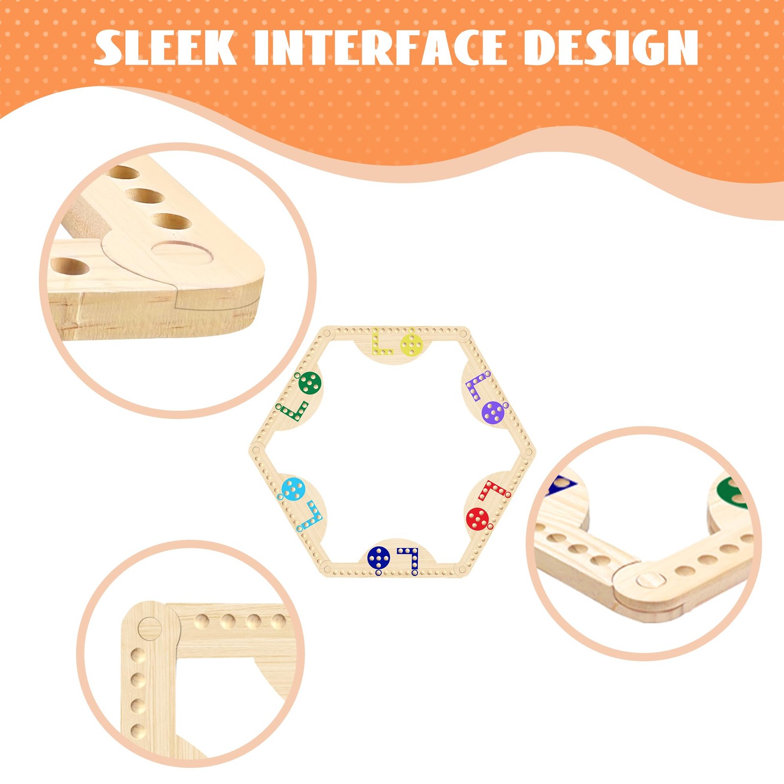 Solid Wood Marbles and Jokers Board 14.17×4.7×0.6 inches, Multiple Colors