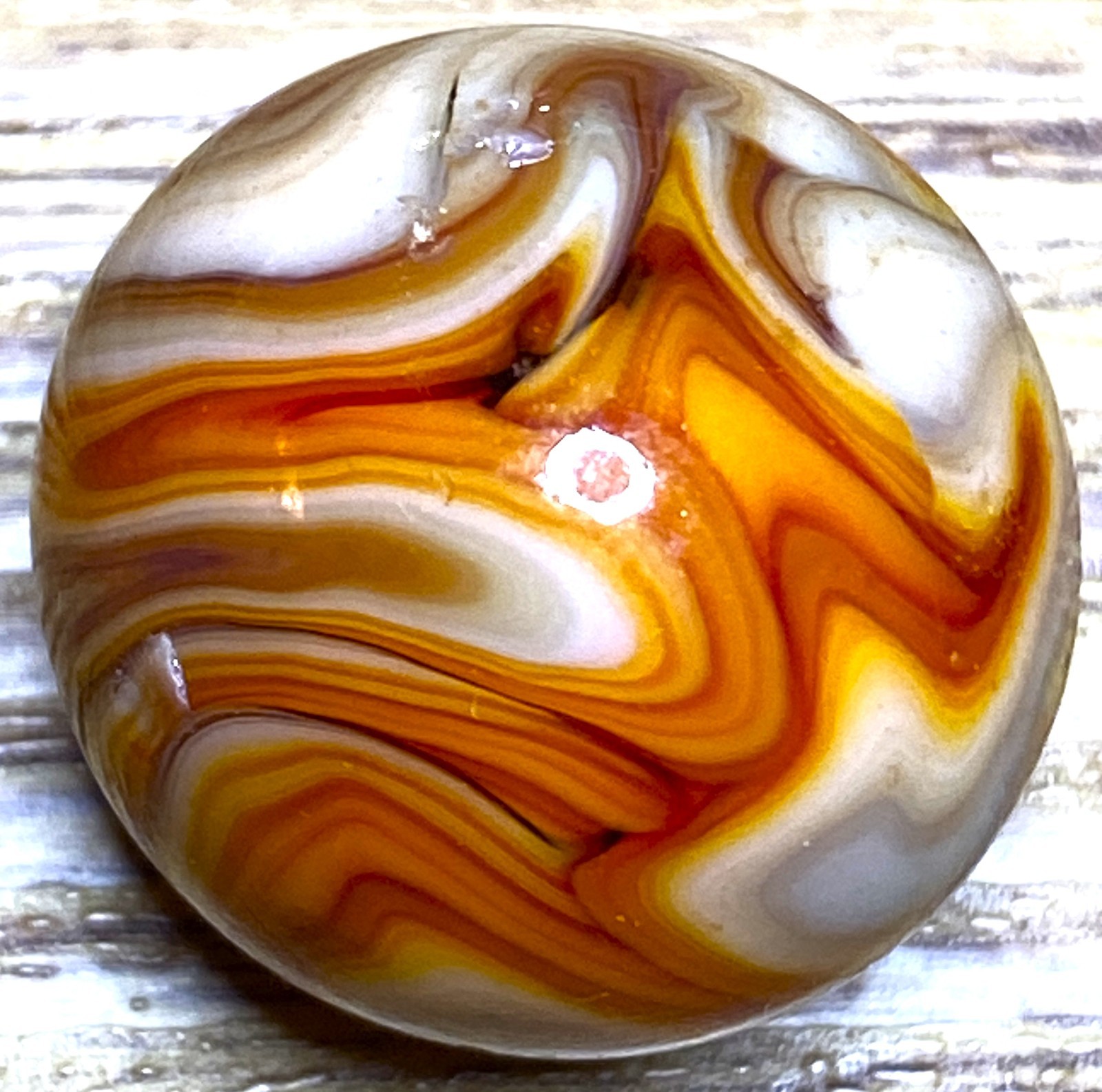 DAS/JABO RARE JUICY OXBLOODY FLAMEY SWIRLED SHOOTER SIZE .76/7″ BOX03/203