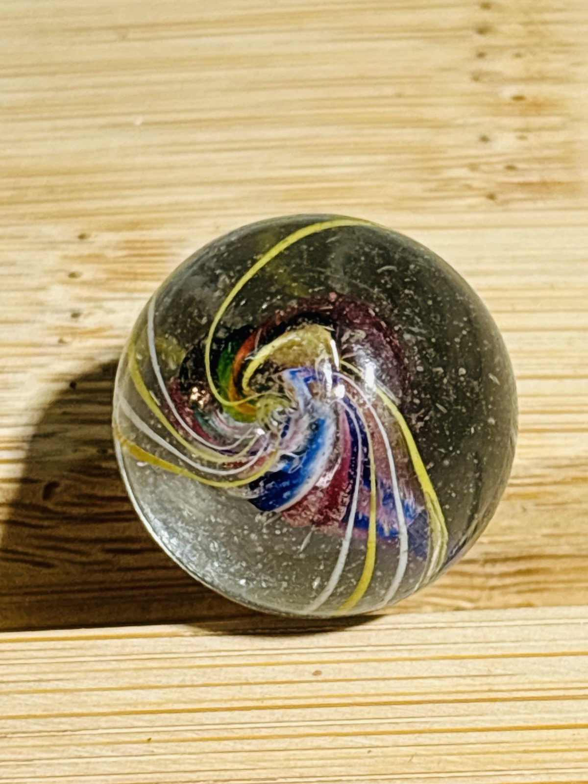 Vintage German Divided Solid Core Swirl Marble Shooter Size 20.5mm .80” NM NICE!