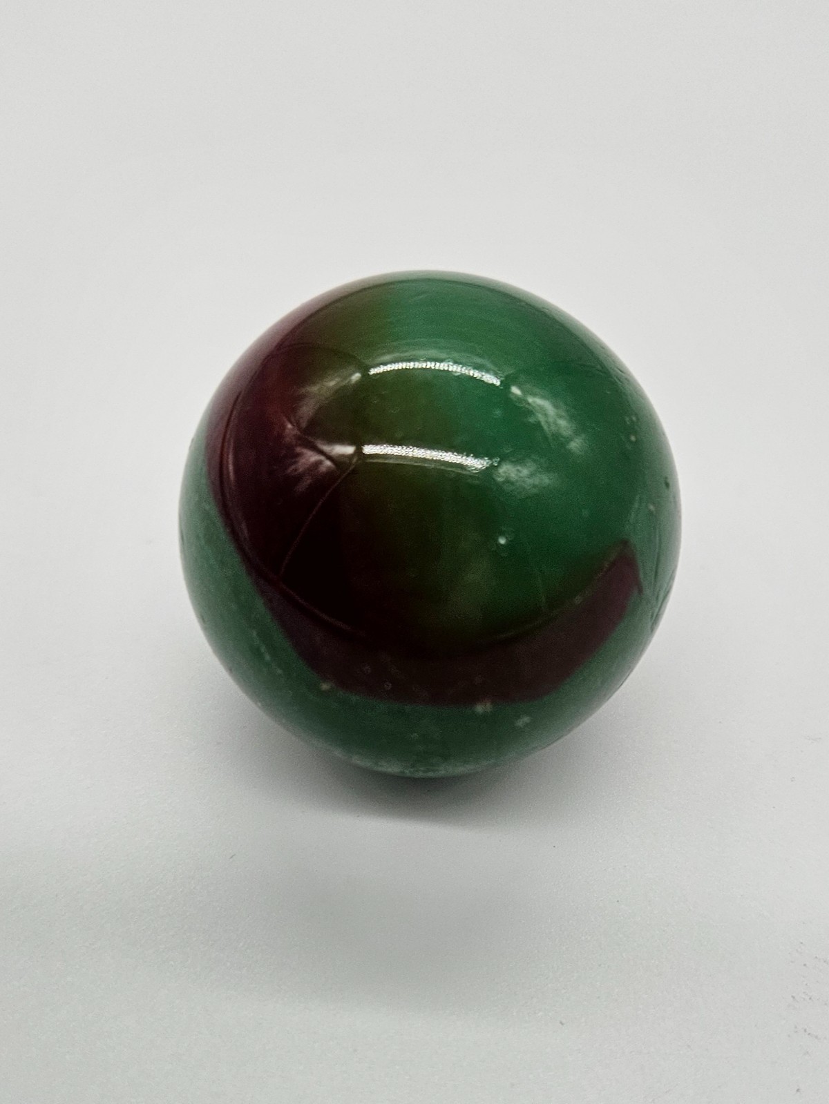 Vintage Marble Toy Glass Sphere Green Oxblood Burgundy Collectible