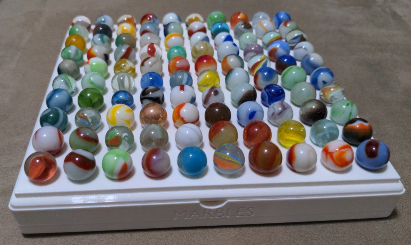 NO MARBLES – LARGE 100x 20mm Marbles Display Storage Sorting Tray Case