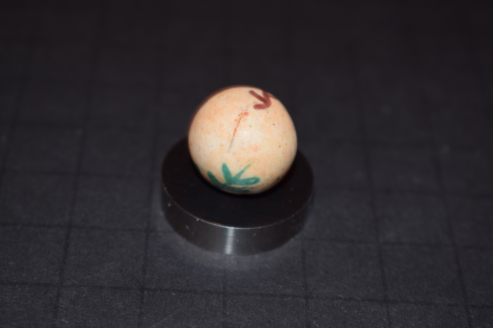 Antique Hand Painted Fired Clay 🌷Tulip Flower art 🌷 Marble size .687″=11/16″