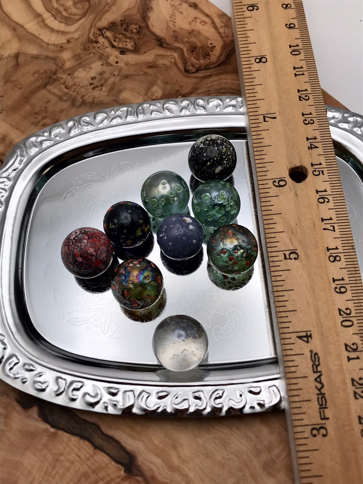 Set Of 9 Mega Marbles Textured Paint Splatter