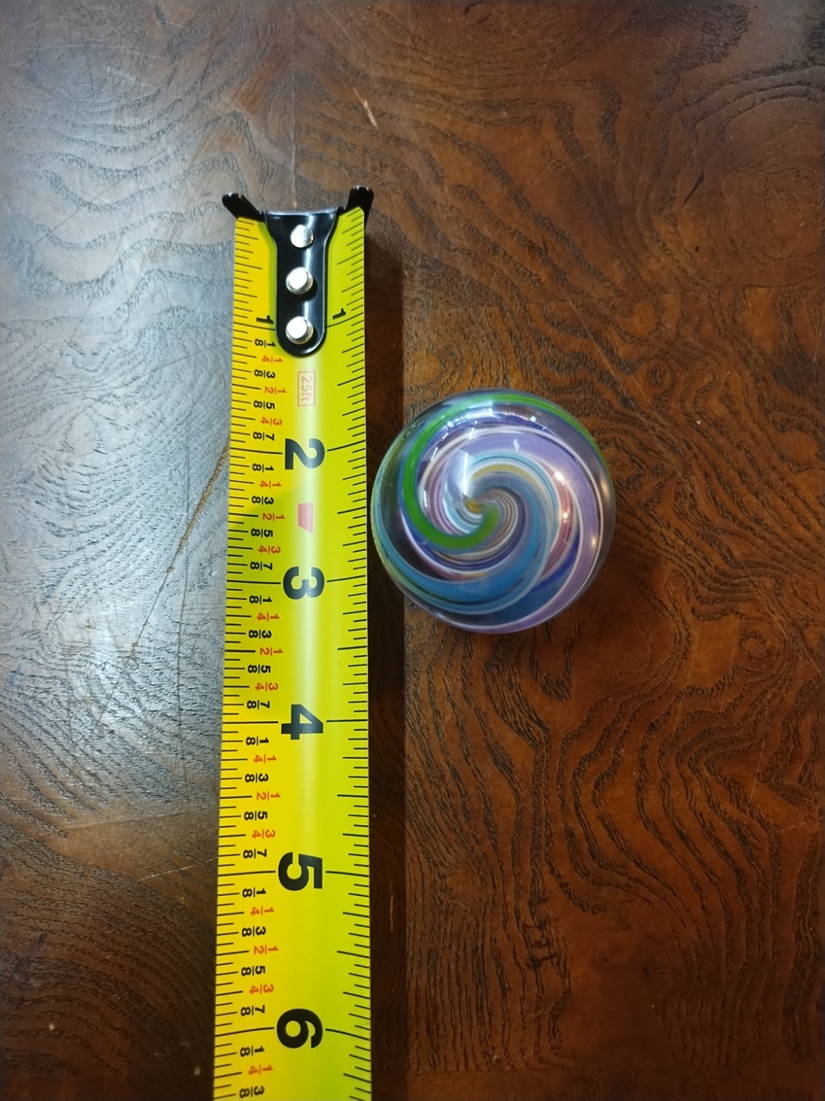 Jody Fine “Captain Marble” Pastel Latticino Swirl Art Glass Marble with Stand