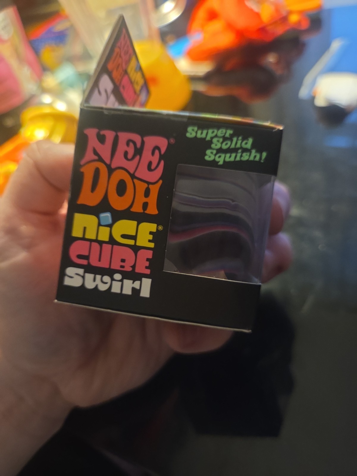 needoh nice cube swirl purple/pink/black super solid squish