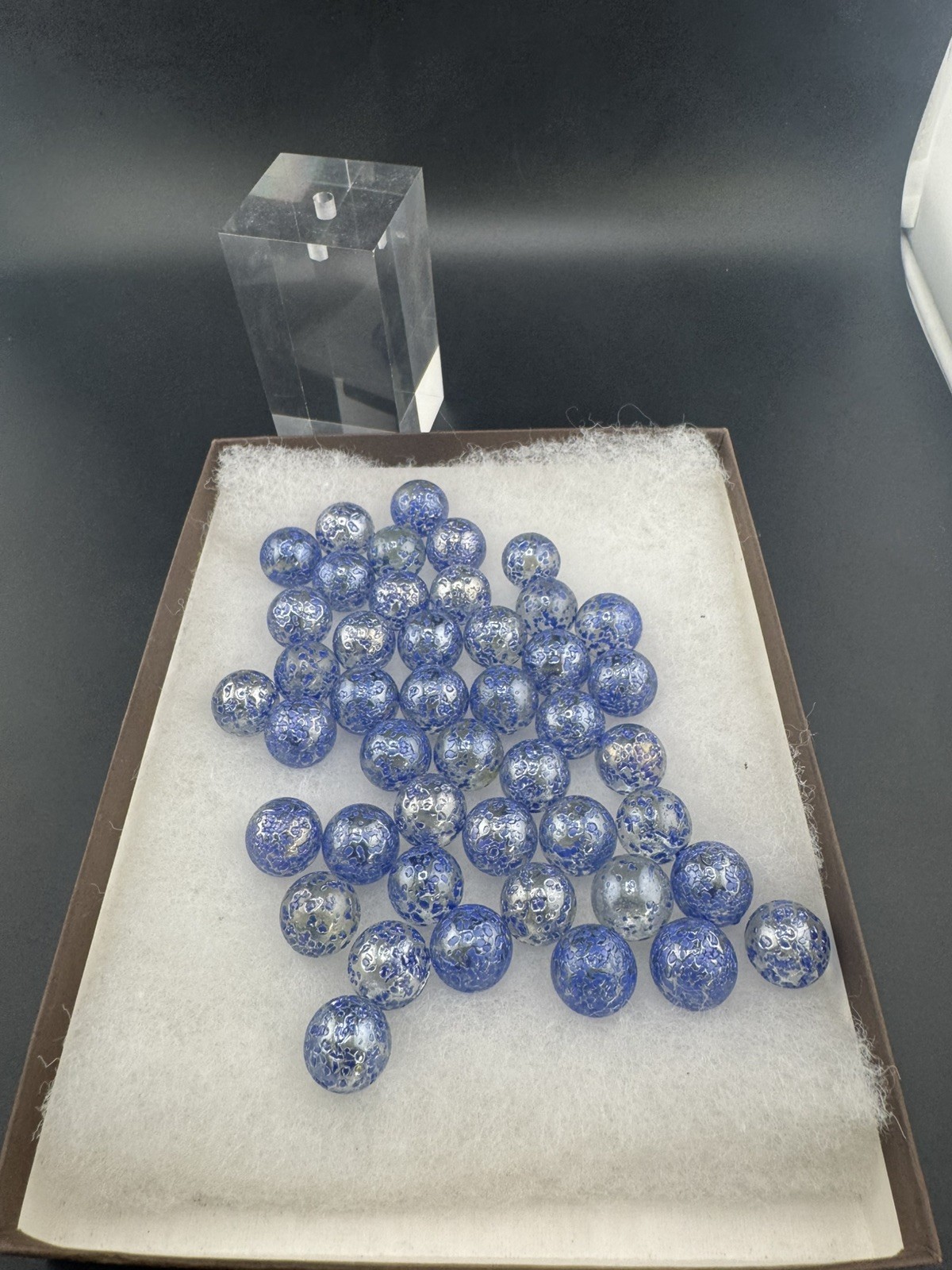 Lot 20+Vintage Small Blue Speckled Glass Marbles-Germany? 1/2”