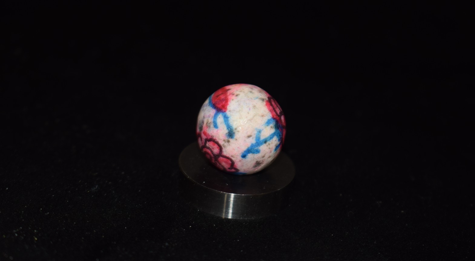 🧐👉Antique hand painted, multi-color glazed clay collector’s🌺art marble .780″