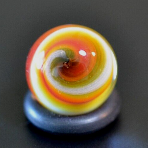 BRYAN TRILLAS GLASS MARBLE/.588″-BLACKLIGHT FIREBALL-SUNFLOWER,ORANGE,CHERRY,WHT