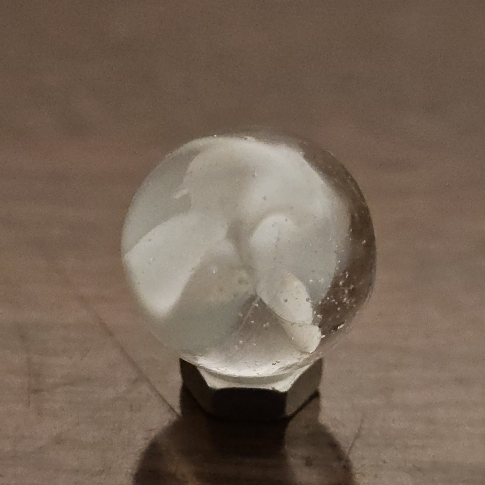 Vintage CE Bogard White 4 Lobe Floppy .625″ Glass Marble