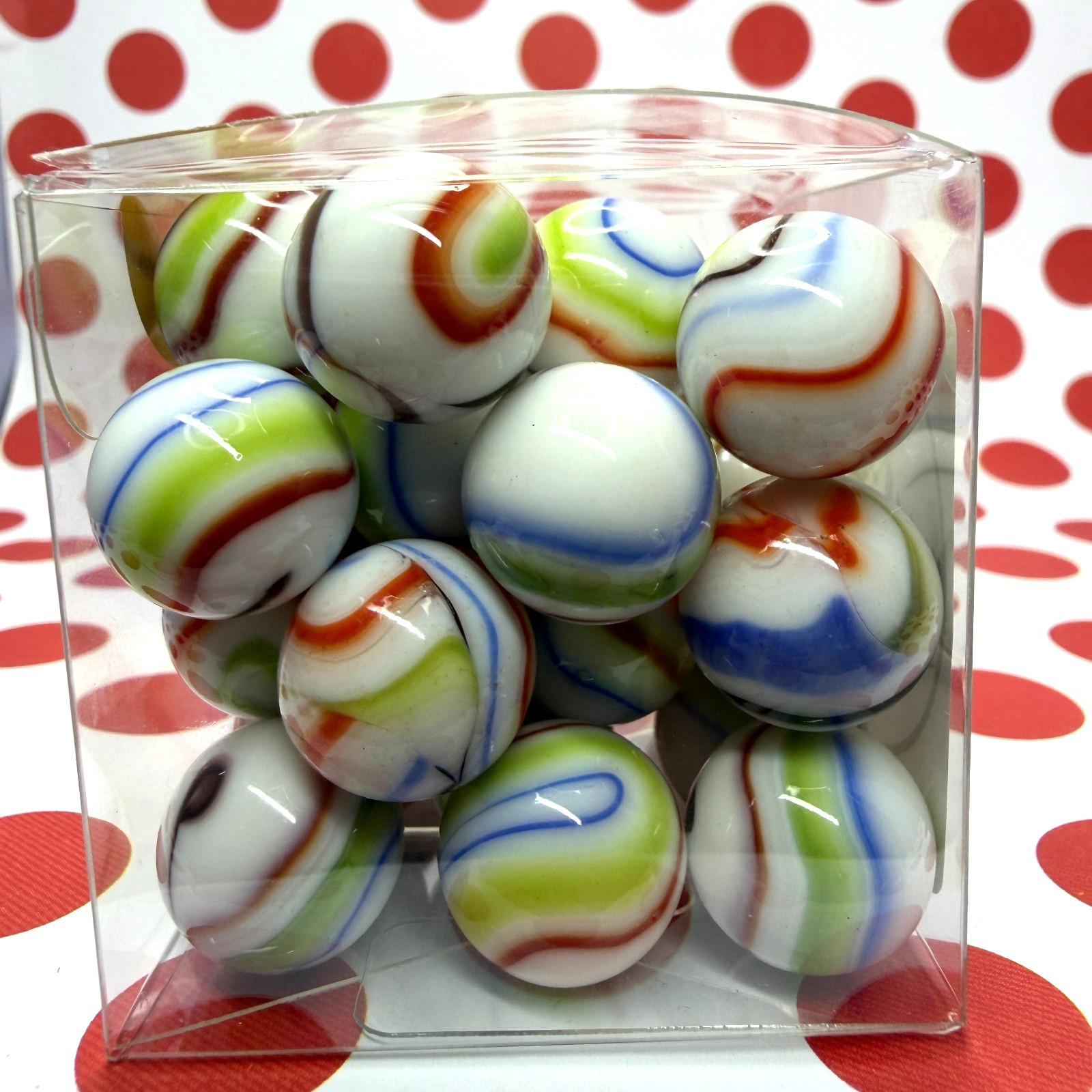 Vacor De Mexico 20 Marble Lot 5/8″ Tie Dye Swirl Mint Glass Fancy Marbles