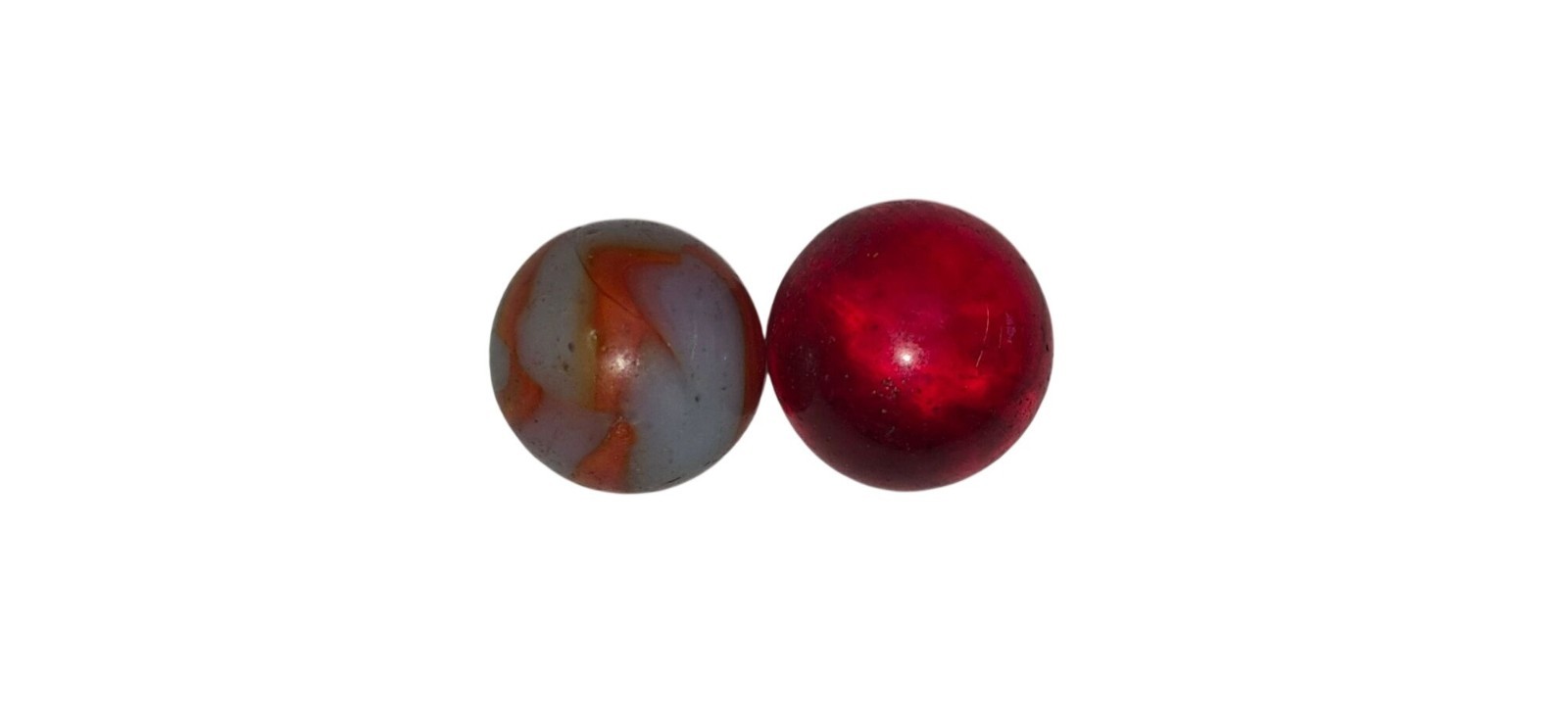 Vintage Glass Marbles – Red Single-Color & Swirl Pattern Collectibles