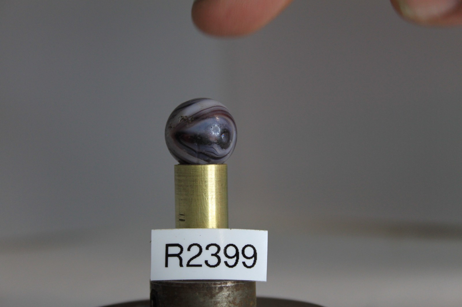 CHRISTENSEN AGATE MARBLE COLD ROLLED PURPLE OPAQUE WHITE 11/16″ CIRCA 1925-1933