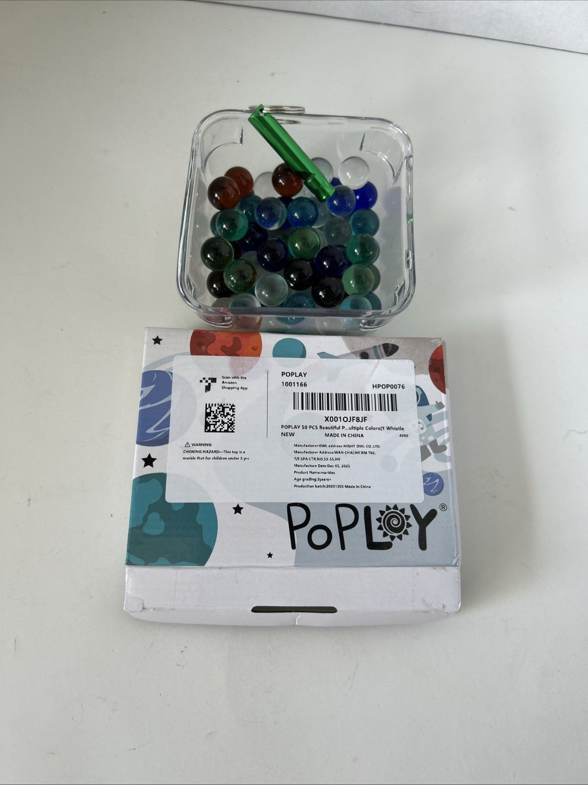 POPLAY 50 PCS Beautiful Player Marbles Bulk for Marble Games, Multiple Colors(