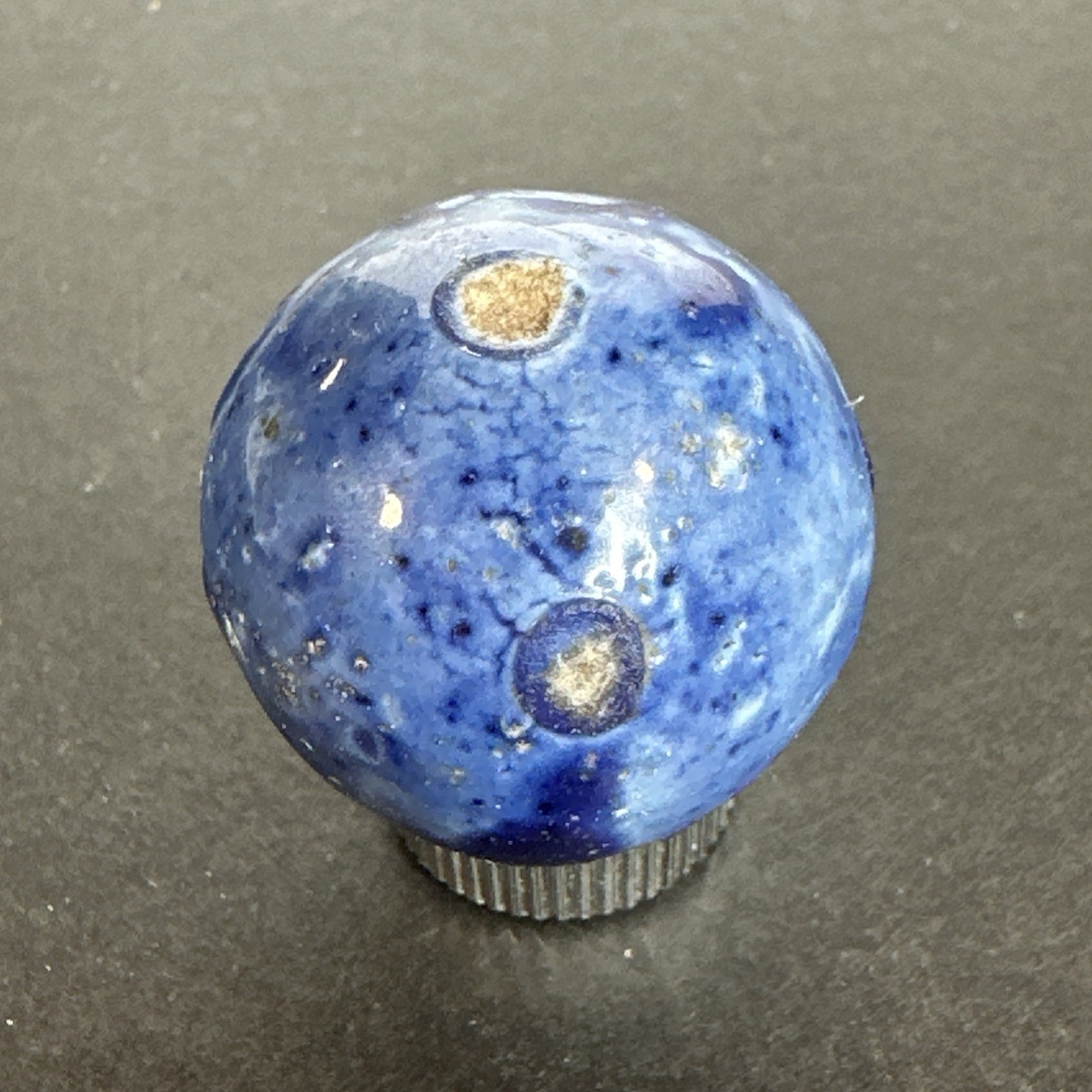 Vintage German Handmade Clay Blue Bennington Marble 1.02″ Antique MIB Shooter