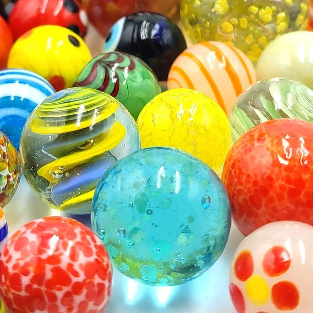 71pcs Assorted Glass Marbles Set for Kids – Cool Colors