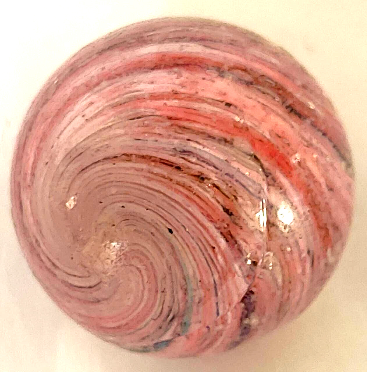 TOY MARBLE onionskin light shrunken tornado swirl ,0.96” mica pink, blue EOC