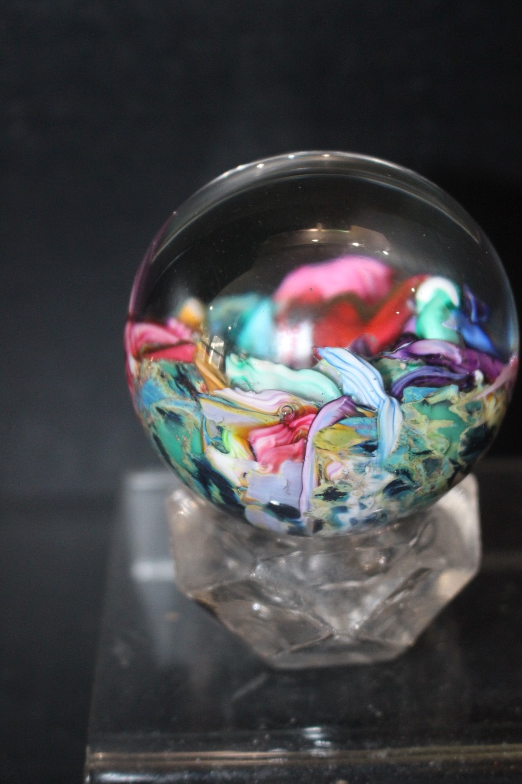 Millefiori “Orbs” by Douglas Sweet marble 1990s 52mm Mint with base