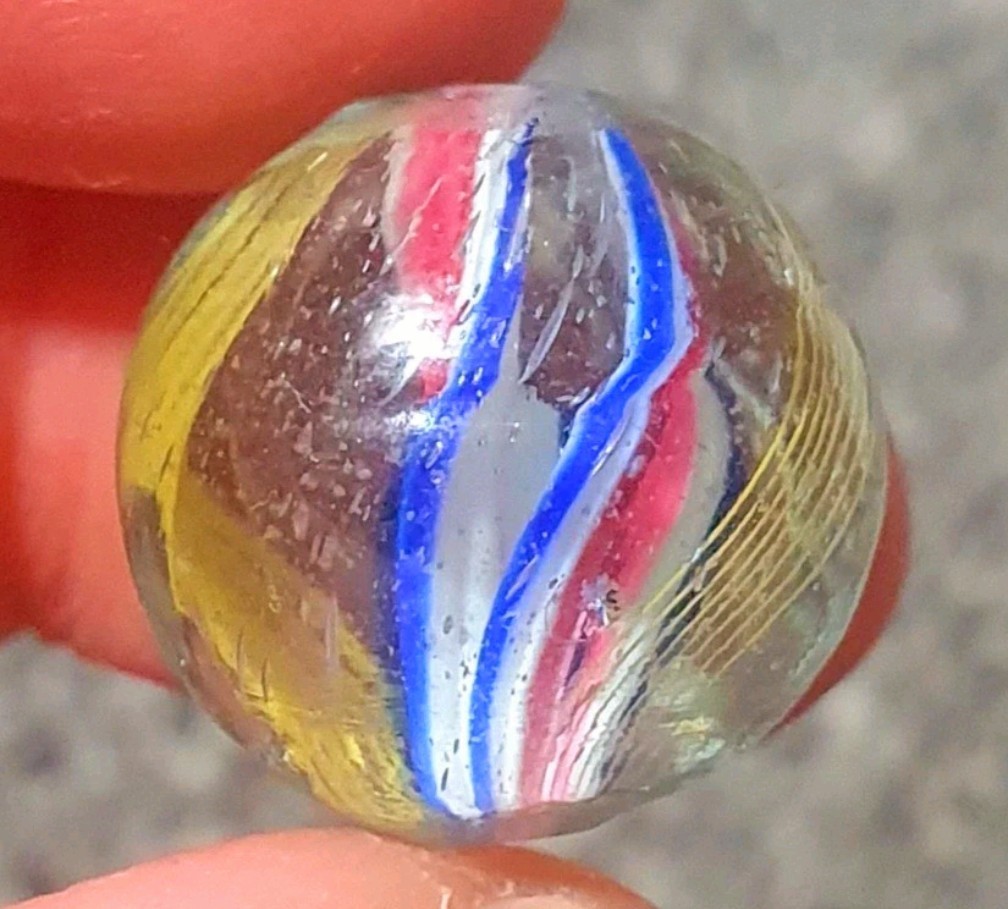 25/32″- Gorgeous Shooter Peppermint Double Ribbon German Handmade Marbles MINT